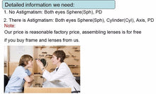 Load image into Gallery viewer, Radiation Protection 1.61 High Index MR-8 Super-Tough Gradient Tint HMC EMI Asphere Anti UV Myopia Hyperopia Prescription Lenses