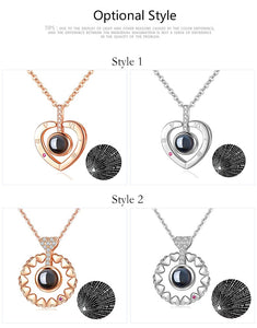 I Love You Necklace 100 Languages Heart Love Necklace Love Memory Projection Pendant Necklace for Women Gifts for Mother's Day