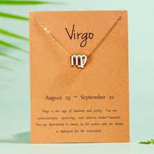 Load image into Gallery viewer, 12 Constellation Pendant Gold Necklace Jewelry Choker Necklace Zodiac Sign Charm Necklace Birthday Gift Wish Card for Women Girl