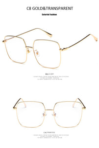 Luxury Women Square Eyeglasses Vintage Glasses Optical Frame Gold Metal Unisex Spectacles Clear Lens Glasses Blue Light Glasses