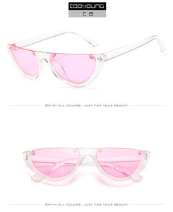 Fashion Cat Eye Style Half Rimless Frame Sunglasses Women Brand Design Gradient Sun Glasses Oculos De Sol