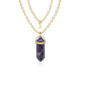 Double Moon Necklace Natural Stone Pendant Golden Chain necklaces Birthday Gift Valentine's Day Mother's Day Gifts Jewelry