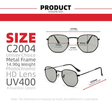 Carica l'immagine nel visualizzatore di Gallery, Women Photochromic Sunglasses Polarized Men Color Changing Sunglasses Ladies Fashion Oval Driving Metal Shades