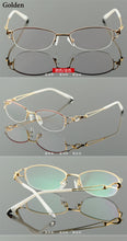 Carica l&#39;immagine nel visualizzatore di Gallery, Metel Alloy  Eyeglasses Half Rim Optical Frame Prescription Women Spectacle Reading Myopia Flower Eye Glasses Purple Blue  52223