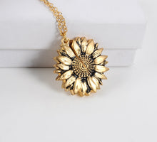 Load image into Gallery viewer, 2020 New Women Gold Necklace You are my sunshine Open Locket Sunflower Pendant Necklace Men Gifts