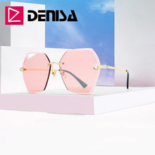 Carica l'immagine nel visualizzatore di Gallery, Moda blu occhiali da sole senza montatura donne 2022 UV400 lusso aviazione signore occhiali da sole occhiali tonalità zonnebril dames