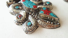 Load image into Gallery viewer, TBP699 Tibetan Dragon Amulet Copper Inlaid Big Pendants Double Dragons