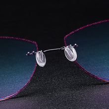 Load image into Gallery viewer, Gmei Optical Classic Ultra-light Purple Titanium Alloy Women Rimless Glasses Frame With Gradient Purple Tint Plano Lenses T80897