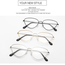 Load image into Gallery viewer, Trendy Clear Lens Cat Eye Glasses Women  Vintage Metal Spectacle Frames Fake Glasses Transparent Optical Eyeglasses Frame