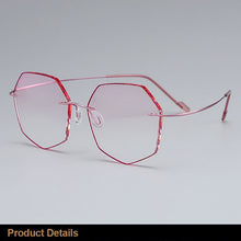 Load image into Gallery viewer, Gmei Optical Ultra-light Pink Titanium Alloy Women&#39;s Rimless Glasses Frame With Gradient Pink Tint Plano Lenses T80892