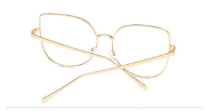 Metal cat eye Glasses transparent Gold Frame Glasses Optics Eyeglasses Clear Lens Women Men Fake Glasses Female UV400