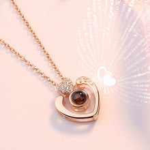 Load image into Gallery viewer, New Rose Gold 100 Languages I Love You Projection Pendant Necklace Romantic Love Memory Wedding Necklace