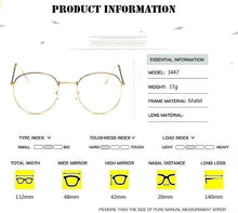 Load image into Gallery viewer, Round Glasses Frame Woman Men Glasses Retro Myopia Optical Frames Metal Clear lens Black Silver Gold Eyeglasses Oculos De Grau