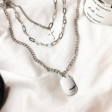 Load image into Gallery viewer, Girl Gift Metal Silver Color Cross Pendants Necklace For Women Men  Jewelry Geometric Rectangle Clavicle Chain Necklace