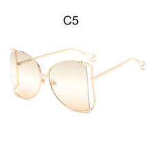 Load image into Gallery viewer, Fashion Oversized Sunglasses Women 2022 Brand Designer Big Square Sun Glasses Pearl Decoration Cat Eye Shades Butterfly Eyewear
