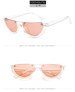 Fashion Cat Eye Style Half Rimless Frame Sunglasses Women Brand Design Gradient Sun Glasses Oculos De Sol