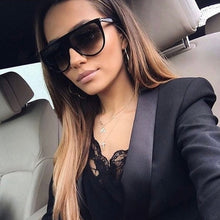 Load image into Gallery viewer, Classic Celebrity Sunglasses Women Vintage Retro Flat Top Oversized Sun Glasses Square Pilot Luxury Designer Large Black Shades