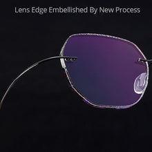 Load image into Gallery viewer, Gmei Optical Classic Ultra-light Black Titanium Alloy Men&#39;s Rimless Glasses Frame With Gradient Grey Tint Plano Lenses T80896