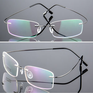 Seemfly Titanium Rimless Men Women Glasses Lightweight Spectacle Frameless Clear Lens Eyeglasses Plain Mirror Female Goggle