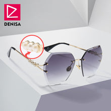 Carica l'immagine nel visualizzatore di Gallery, Moda blu occhiali da sole senza montatura donne 2022 UV400 lusso aviazione signore occhiali da sole occhiali tonalità zonnebril dames