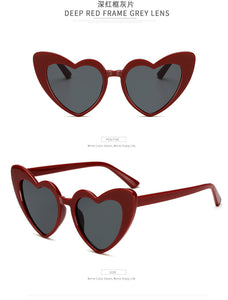 Love Heart Sunglasses Women Big Frame Personality Sunglass Fashion Cute Sexy Retro Cat Eye Vintage SunGlasses Pink Female