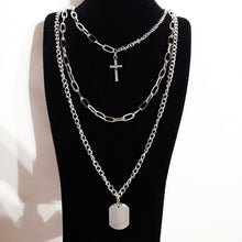 Load image into Gallery viewer, Girl Gift Metal Silver Color Cross Pendants Necklace For Women Men  Jewelry Geometric Rectangle Clavicle Chain Necklace