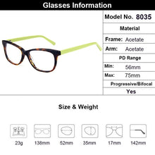 Carica l&#39;immagine nel visualizzatore di Gallery, Gmei Optical Oval Acetate Full Rim Women Glasses Frame With Spring Hinges Women&#39;s Eyewear for Prescription Eyeglasses T8035
