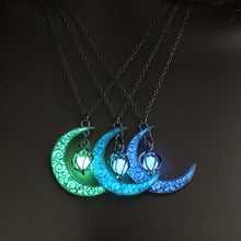 Load image into Gallery viewer, 2020 Moon Glowing Necklace Gem Charm Jewelry Silver Plated Women Halloween Pendant Hollow Luminous Stone Pendant Necklace Gifts