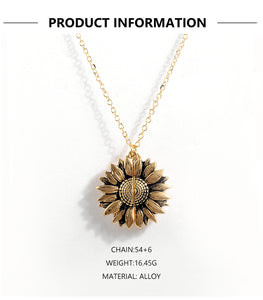 2020 New Women Gold Necklace You are my sunshine Open Locket Sunflower Pendant Necklace Men Gifts