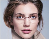 Cat eye women Titanium Alloy Rimless myopia glasses Nearsighted Glasses prescription glasses pink -0.50 -0.75 -1.25 to -6.00