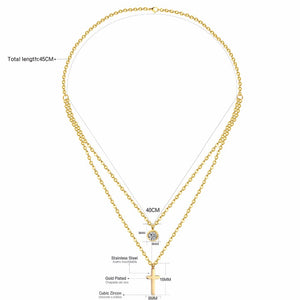 LUXUKISSKIDS CZ Choker Gold Necklace Set Stainless Steel Chain Pendants Necklaces Set For Men Women Girls Cross Pendant Jewelry