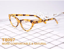 Carica l&#39;immagine nel visualizzatore di Gallery, Montatura per occhiali da vista da donna con montatura intera in acetato ipoallergenico Cat-Eye stile alla moda con cerniera a molla 