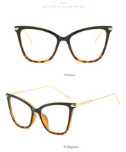 Load image into Gallery viewer, Retro glasses frame women cat eye eyeglasses Large transparent clear eye glasses frames for women  metal leg