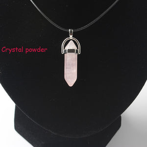 Hexagonal Column Necklaces Natural Crystal Pendants Stone Pendant Leather Chains Necklace For Women Fashion Jewelry