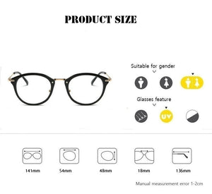 Women Anti Blue Glasses Frame Men Eyeglasses Frame Vintage Round Clear Lens Glasses Optical Spectacle Frame