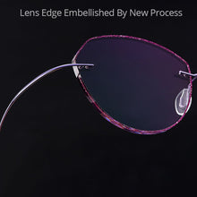 Load image into Gallery viewer, Gmei Optical Classic Ultra-light Purple Titanium Alloy Women Rimless Glasses Frame With Gradient Purple Tint Plano Lenses T80897
