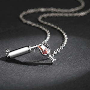 Fashion Surgical Steel Cubic Zirconia Necklace Wine Necklace Unique Design  Women's   Wine Glass  Necklace & Pendant