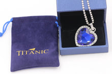 Carica l&#39;immagine nel visualizzatore di Gallery, Titanic Heart of Ocean blue heart love forever pendant Necklace + velvet bag