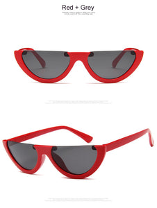 Unique Half Frame Women Cat Eye Sunglasses Brand Designer Fashion Ladies Pink Tint/Clear Lens Shades  Hot