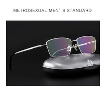 Load image into Gallery viewer, Gmei Optical Ultralight 100% Pure Titanium Half Rim Glasses Frame For Business Men Myopia Reading Prescription Spectacles LR8961