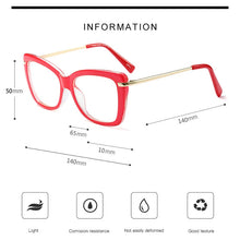 Carica l&#39;immagine nel visualizzatore di Gallery, Women Metal Legs Designer Optical Eyeglasses Prescription Acetate Rim Spectacles for Women Eyewear Glasses Frame Fashion Styles