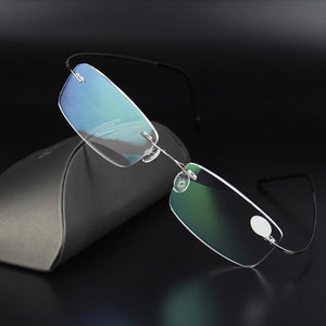 Seemfly Titanium Rimless Men Women Glasses Lightweight Spectacle Frameless Clear Lens Eyeglasses Plain Mirror Female Goggle