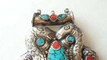 Load image into Gallery viewer, TBP699 Tibetan Dragon Amulet Copper Inlaid Big Pendants Double Dragons