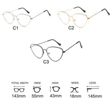Load image into Gallery viewer, Trendy Clear Lens Cat Eye Glasses Women  Vintage Metal Spectacle Frames Fake Glasses Transparent Optical Eyeglasses Frame
