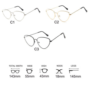 Trendy Clear Lens Cat Eye Glasses Women  Vintage Metal Spectacle Frames Fake Glasses Transparent Optical Eyeglasses Frame