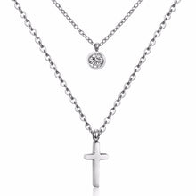 Carica l&#39;immagine nel visualizzatore di Gallery, LUXUKISSKIDS CZ Choker Gold Necklace Set Stainless Steel Chain Pendants Necklaces Set For Men Women Girls Cross Pendant Jewelry