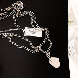 Girl Gift Metal Silver Color Cross Pendants Necklace For Women Men  Jewelry Geometric Rectangle Clavicle Chain Necklace