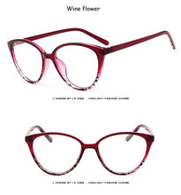 Load image into Gallery viewer, Black  Spectacle frame cat eye Glasses frame clear lens Women brand Eyewear optical frames myopia transparentTemples for glasses
