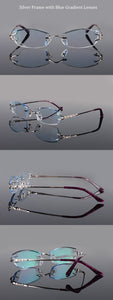 Chashma Brand Eyeglasses Diamond Trimmed Rimless Glasses Titanium Fashionable Lady Eyeglasses Spectacle Frames Women