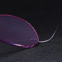 Load image into Gallery viewer, Gmei Optical Classic Ultra-light Purple Titanium Alloy Women Rimless Glasses Frame With Gradient Purple Tint Plano Lenses T80897
